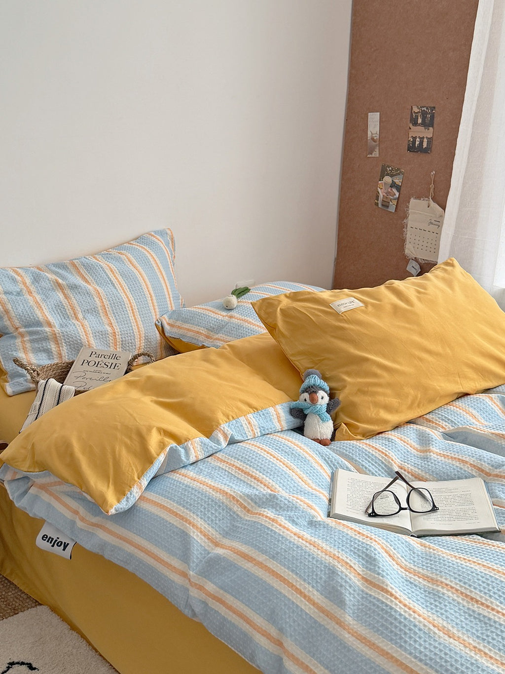 Agave Joyful Stripe Waffle Cotton Duvet Cover original reference image 54