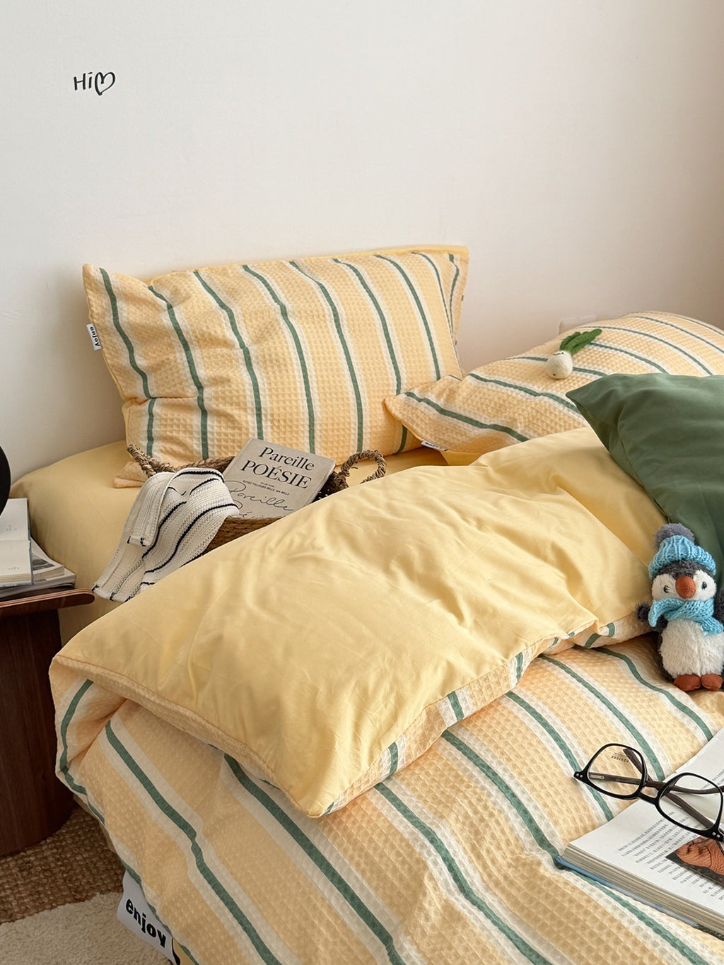 Agave Joyful Stripe Waffle Cotton Duvet Cover original reference image 57