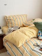 Agave Joyful Stripe Waffle Cotton Duvet Cover original reference image 57