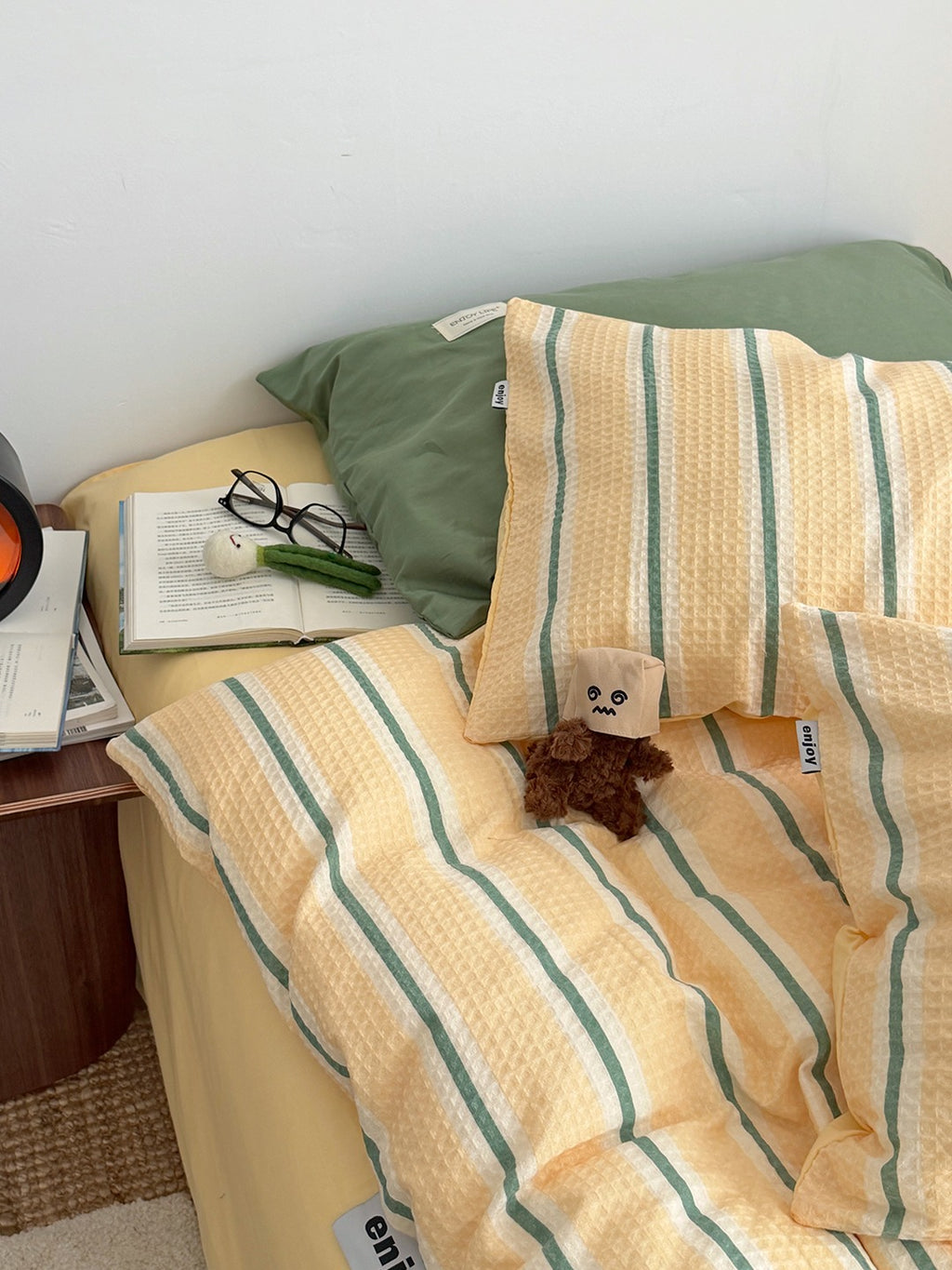 Agave Joyful Stripe Waffle Cotton Duvet Cover original reference image 62
