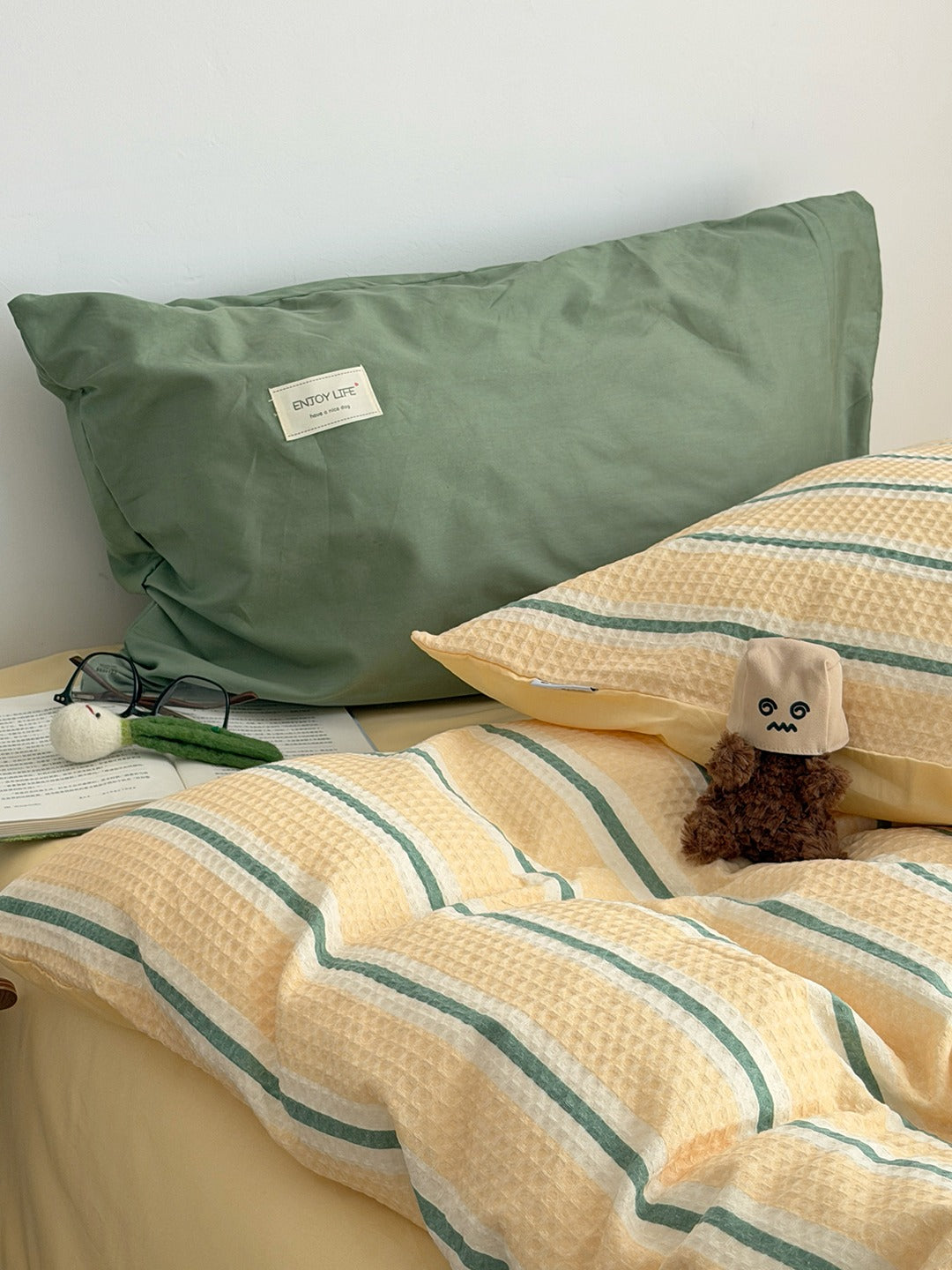 Agave Joyful Stripe Waffle Cotton Duvet Cover original reference image 63