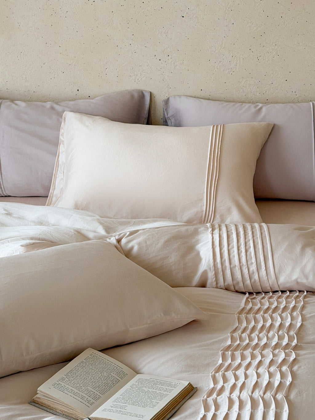 Atelier Smocked Pleat Cotton Duvet Cover original reference image 1