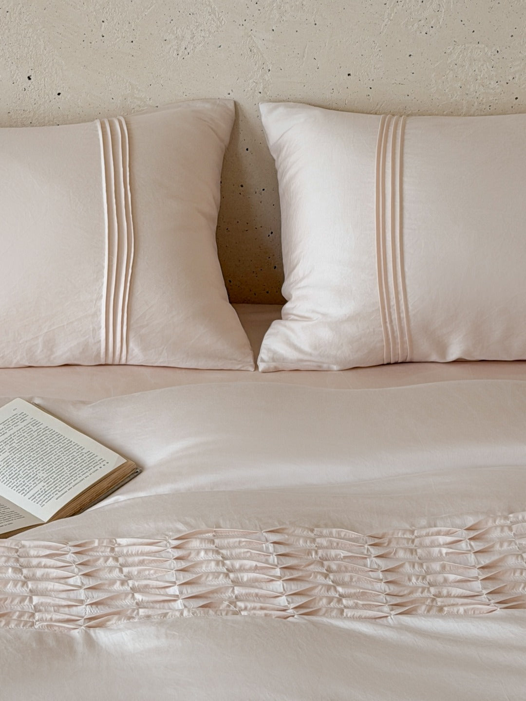 Atelier Smocked Pleat Cotton Duvet Cover original reference image 2