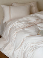 Atelier Smocked Pleat Cotton Duvet Cover original reference image 3