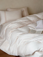 Atelier Smocked Pleat Cotton Duvet Cover original reference image 4