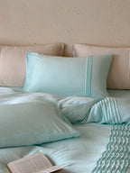 Atelier Smocked Pleat Cotton Duvet Cover original reference image 19