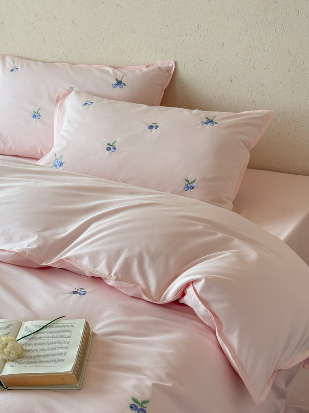 Blueberry Meadow Embroidered Washed Cotton Duvet Cover original reference image 1