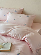 Blueberry Meadow Embroidered Washed Cotton Duvet Cover original reference image 1