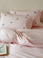 Blueberry Meadow Embroidered Washed Cotton Duvet Cover original reference image 2