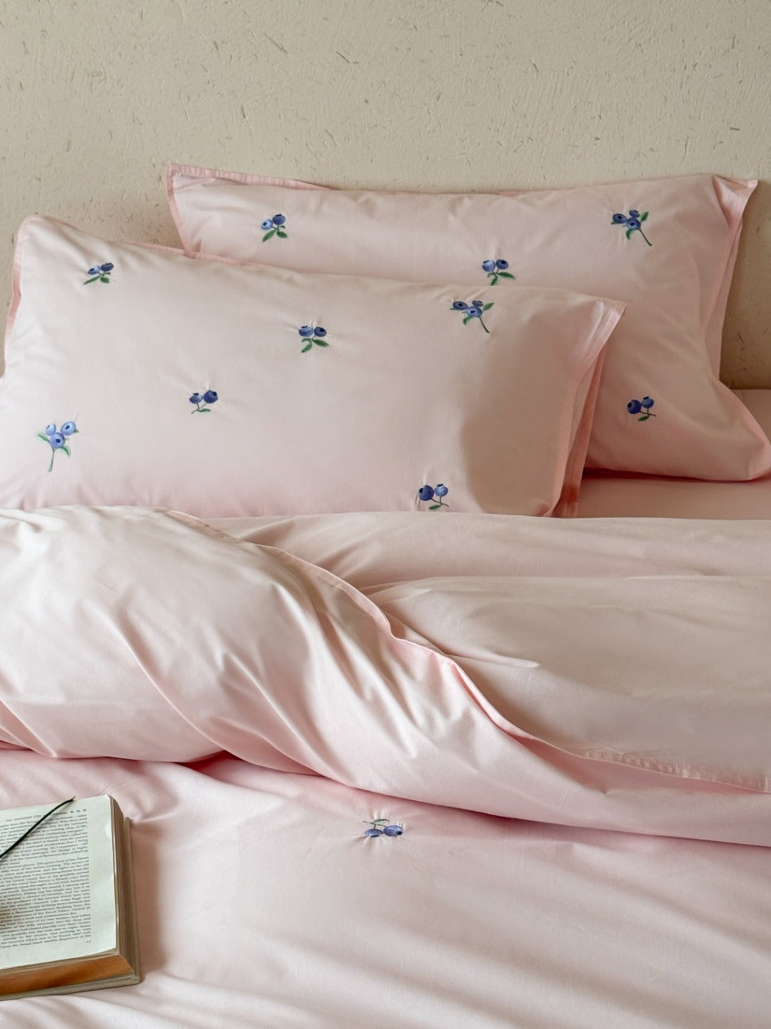 Blueberry Meadow Embroidered Washed Cotton Duvet Cover original reference image 2
