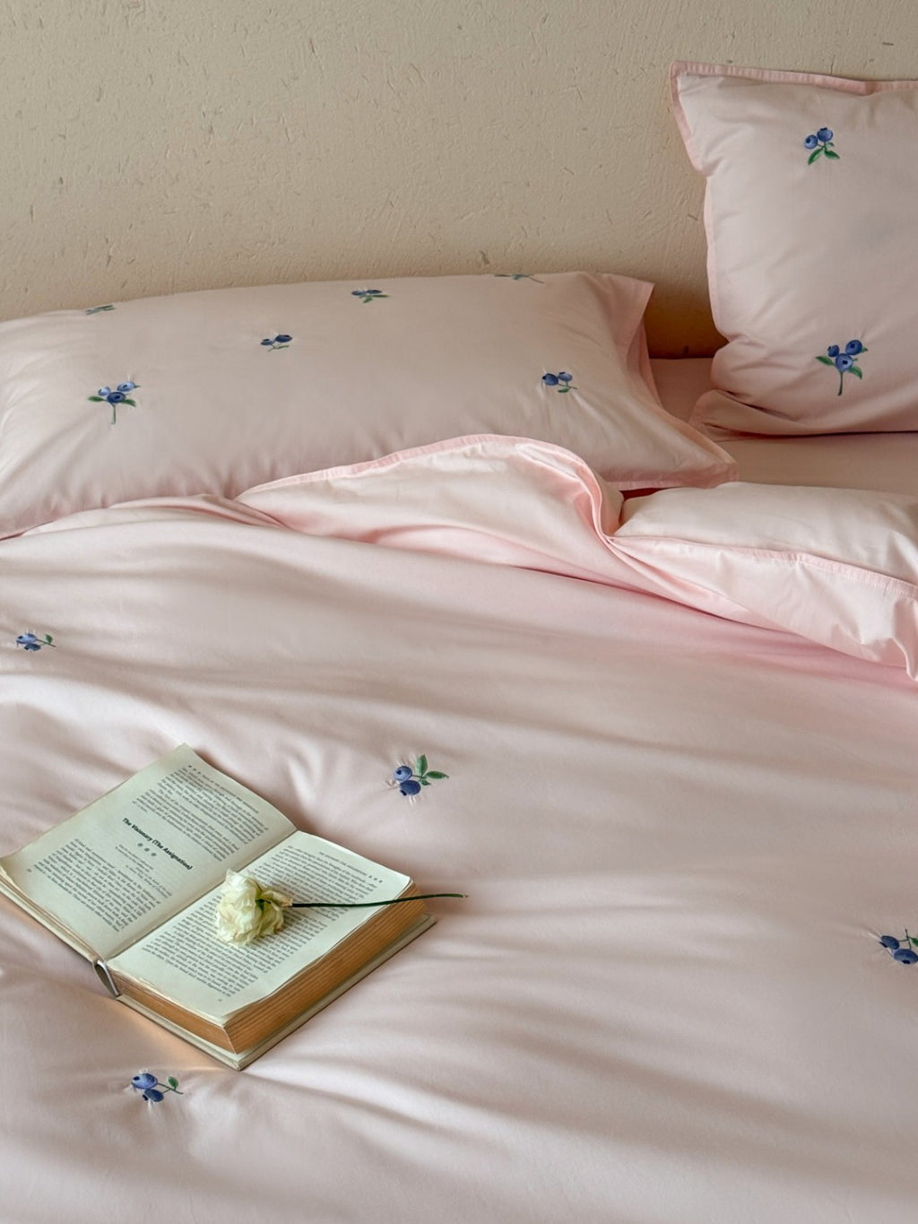 Blueberry Meadow Embroidered Washed Cotton Duvet Cover original reference image 3