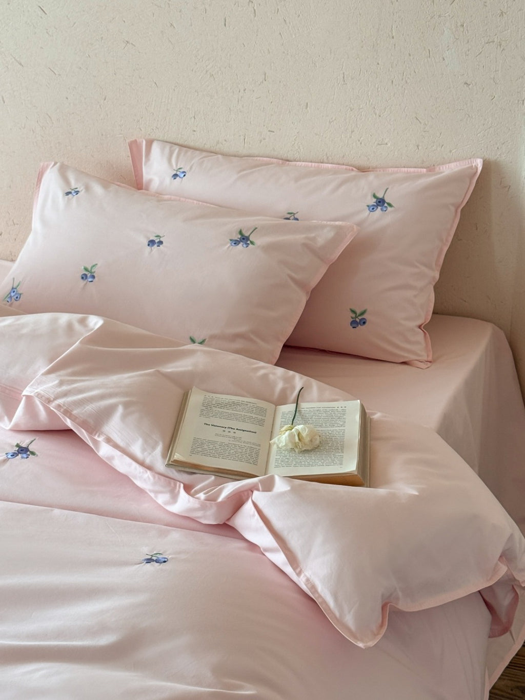 Blueberry Meadow Embroidered Washed Cotton Duvet Cover original reference image 4