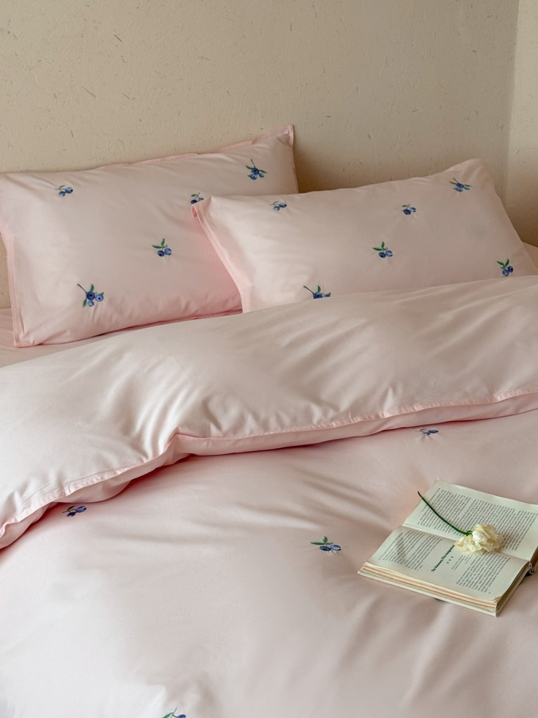 Blueberry Meadow Embroidered Washed Cotton Duvet Cover original reference image 5