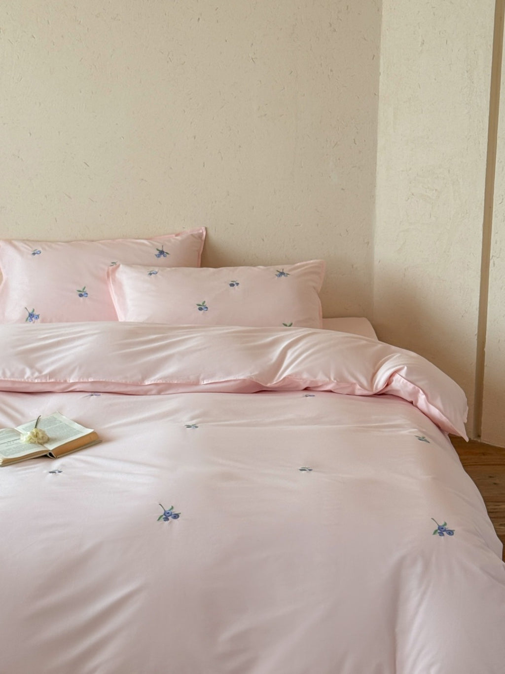 Blueberry Meadow Embroidered Washed Cotton Duvet Cover original reference image 6
