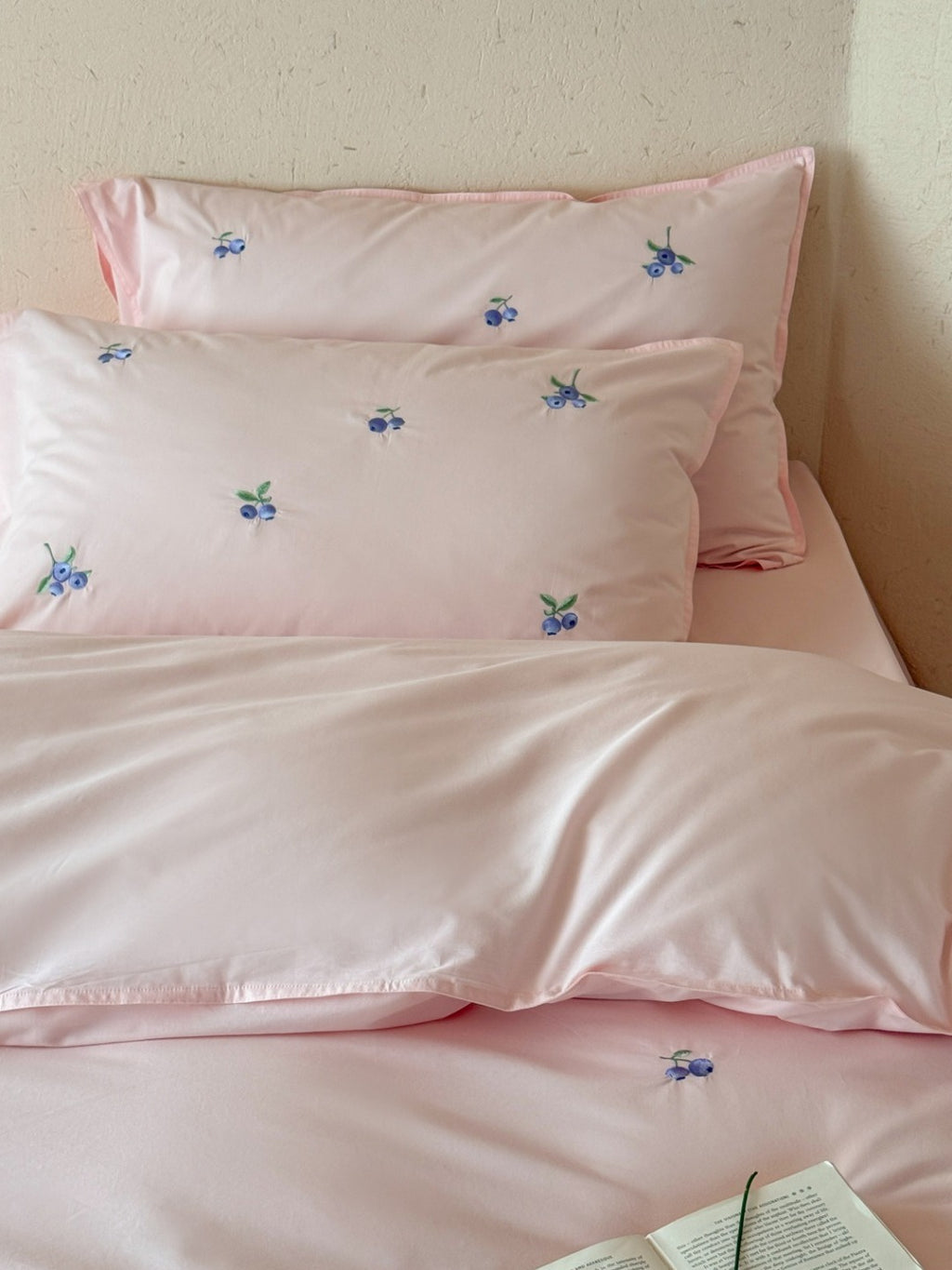 Blueberry Meadow Embroidered Washed Cotton Duvet Cover original reference image 7