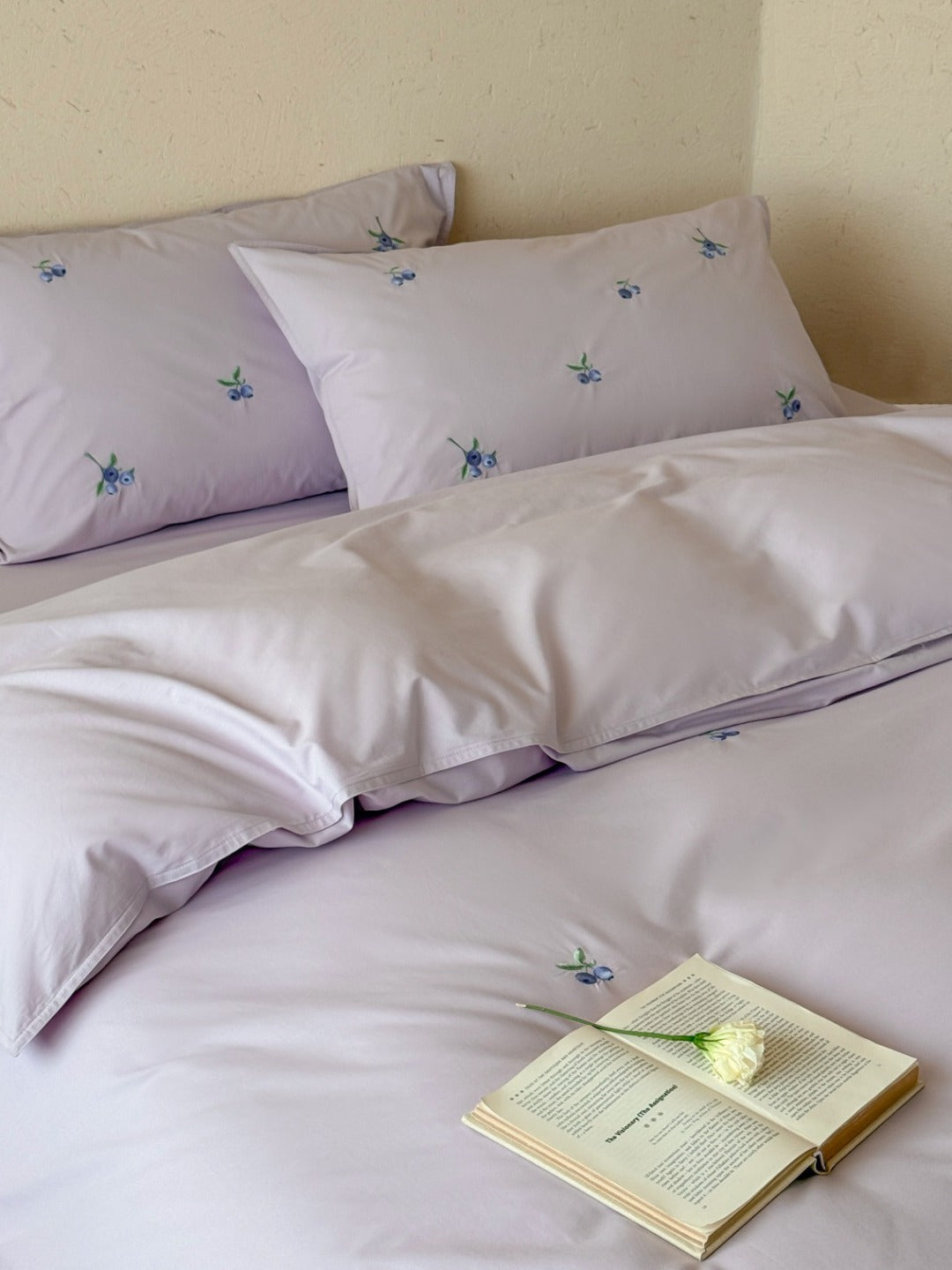 Blueberry Meadow Embroidered Washed Cotton Duvet Cover original reference image 9