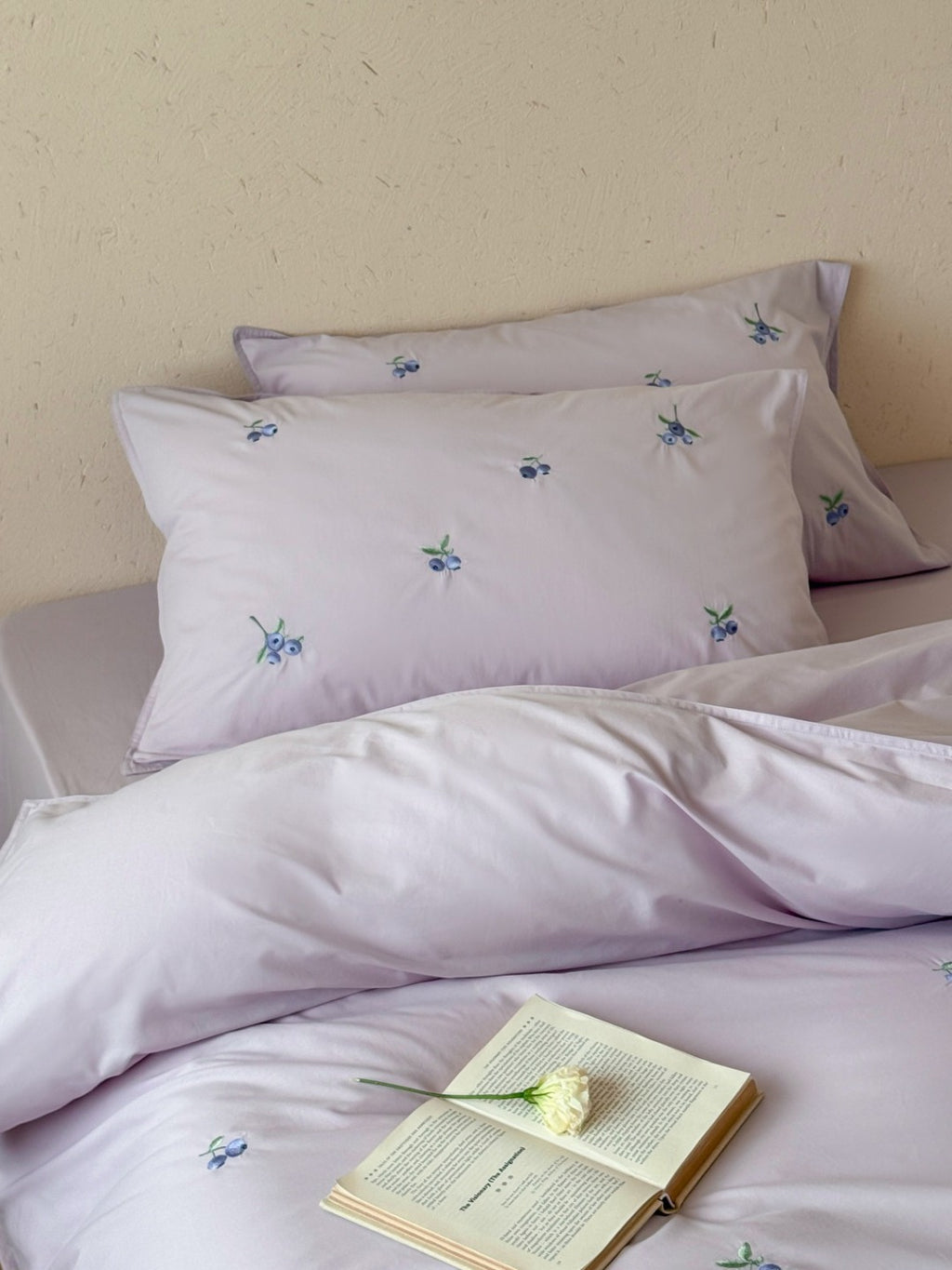 Blueberry Meadow Embroidered Washed Cotton Duvet Cover original reference image 10