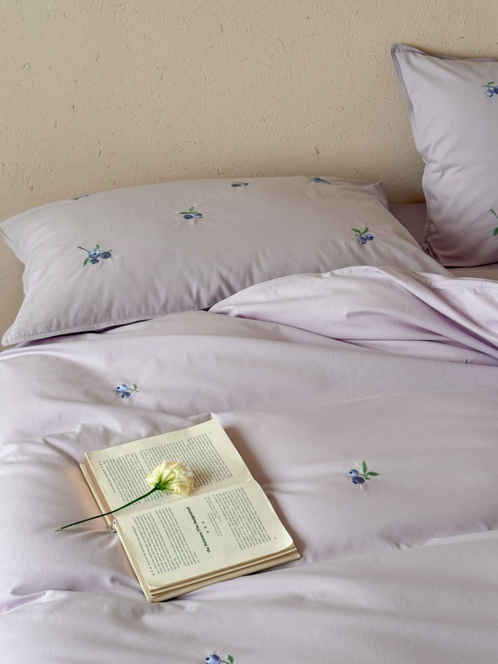 Blueberry Meadow Embroidered Washed Cotton Duvet Cover original reference image 11