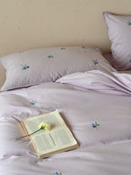 Blueberry Meadow Embroidered Washed Cotton Duvet Cover original reference image 11