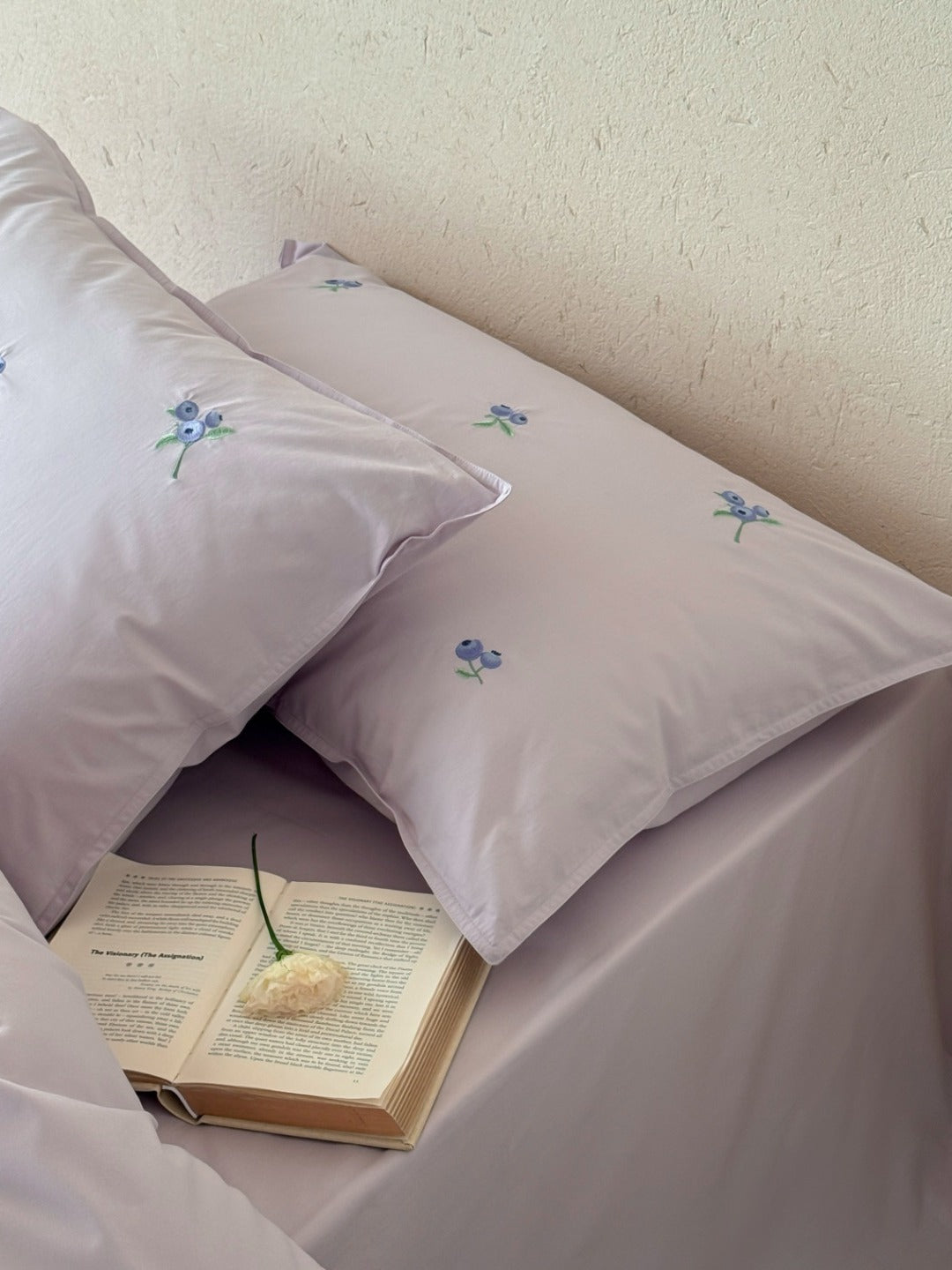 Blueberry Meadow Embroidered Washed Cotton Duvet Cover original reference image 12