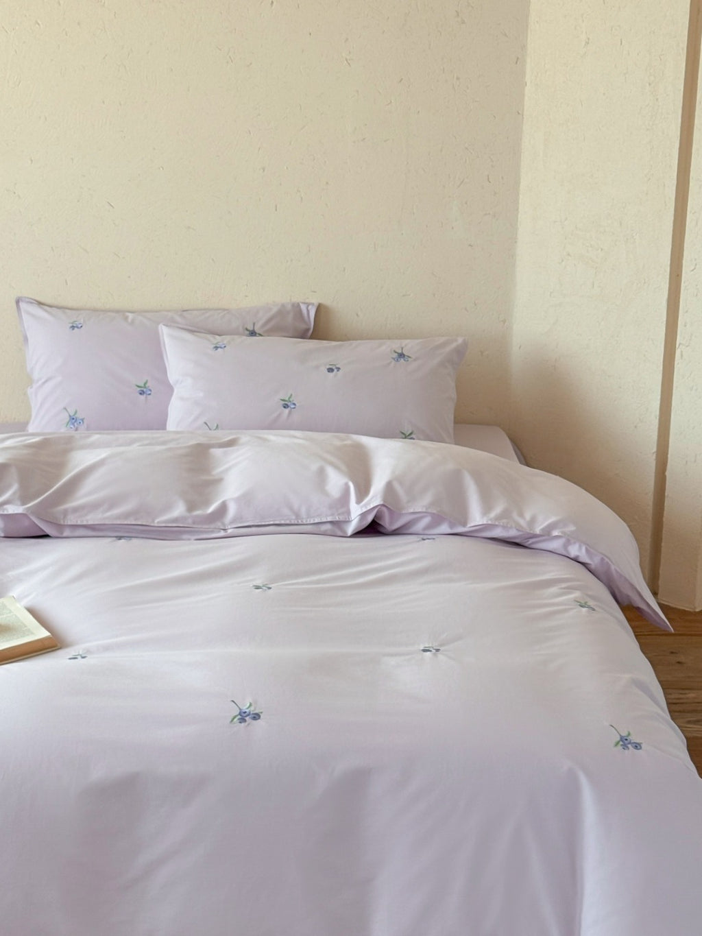 Blueberry Meadow Embroidered Washed Cotton Duvet Cover original reference image 13