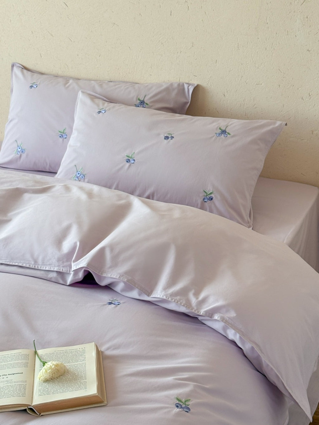 Blueberry Meadow Embroidered Washed Cotton Duvet Cover original reference image 14