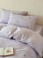 Blueberry Meadow Embroidered Washed Cotton Duvet Cover original reference image 14