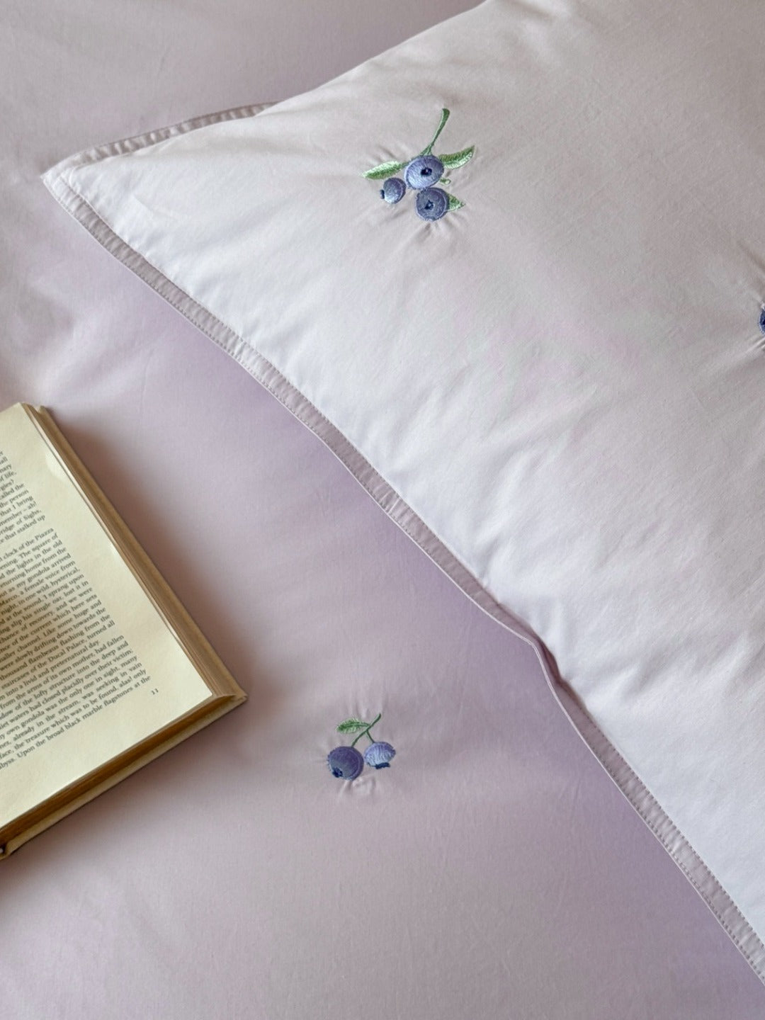 Blueberry Meadow Embroidered Washed Cotton Duvet Cover original reference image 15