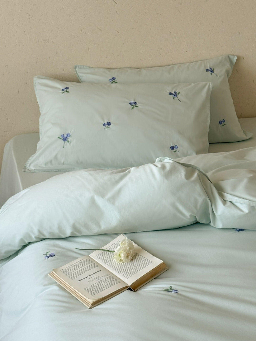 Blueberry Meadow Embroidered Washed Cotton Duvet Cover original reference image 18