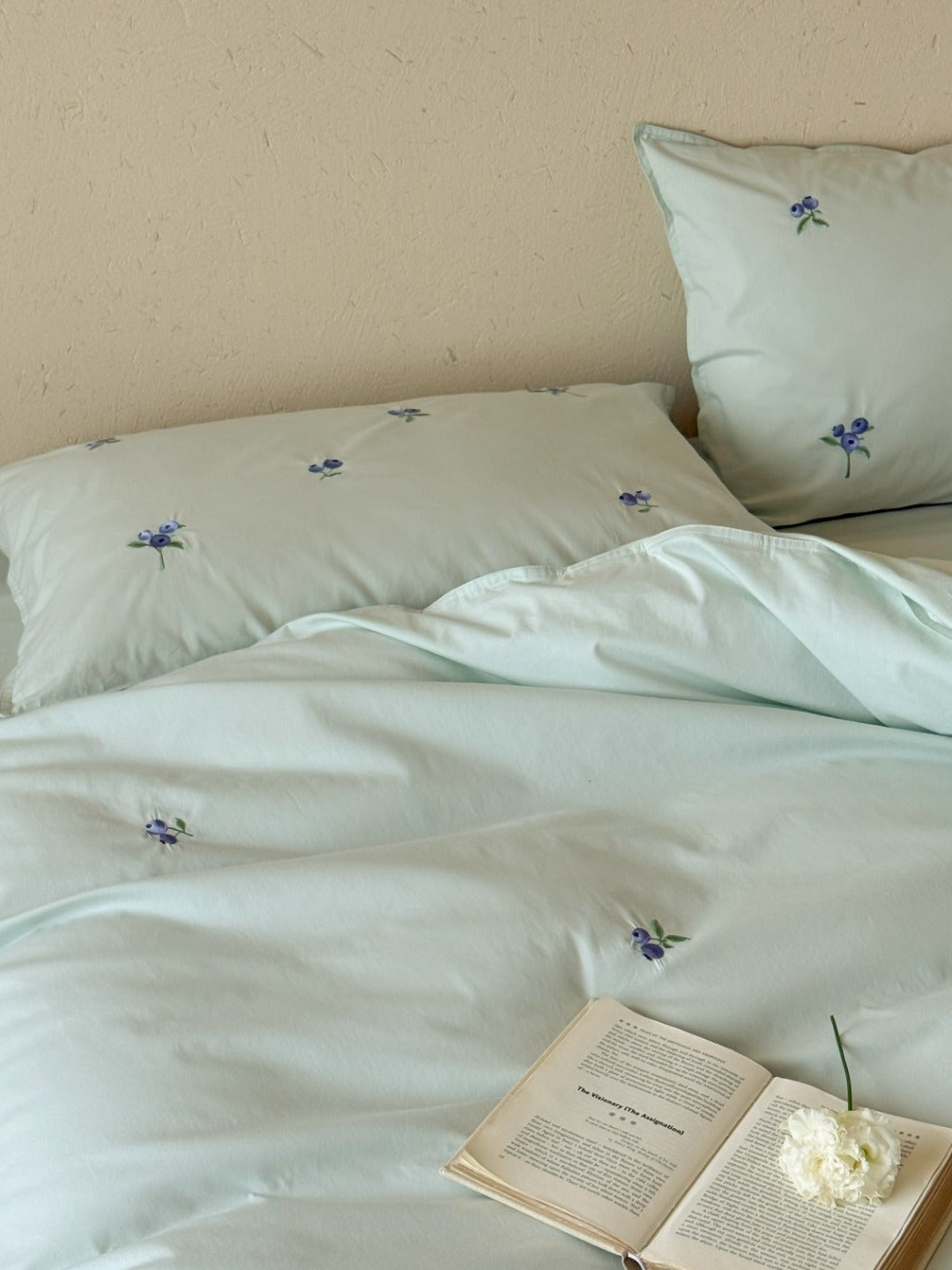 Blueberry Meadow Embroidered Washed Cotton Duvet Cover original reference image 19