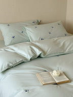 Blueberry Meadow Embroidered Washed Cotton Duvet Cover original reference image 22