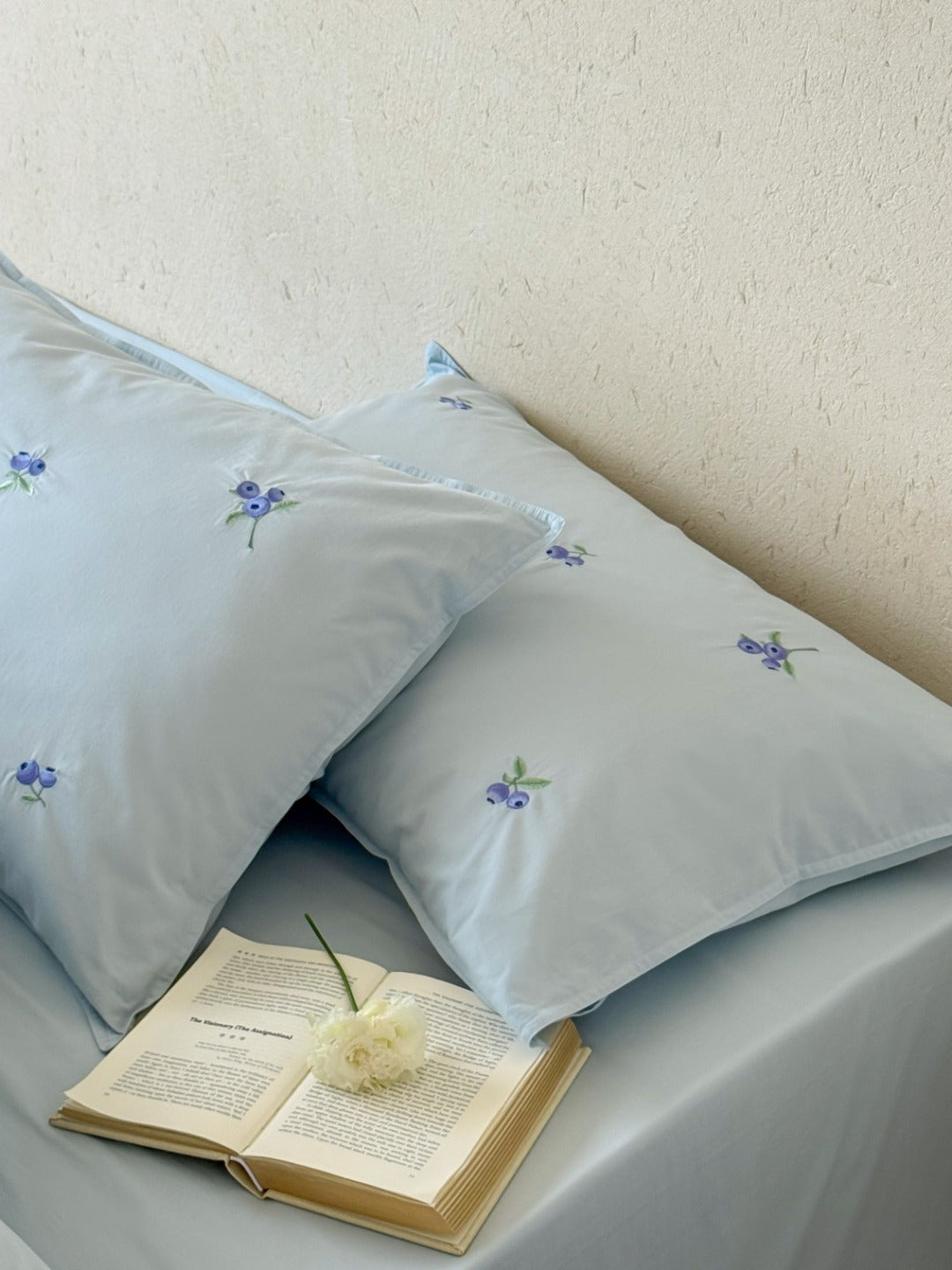 Blueberry Meadow Embroidered Washed Cotton Duvet Cover original reference image 28
