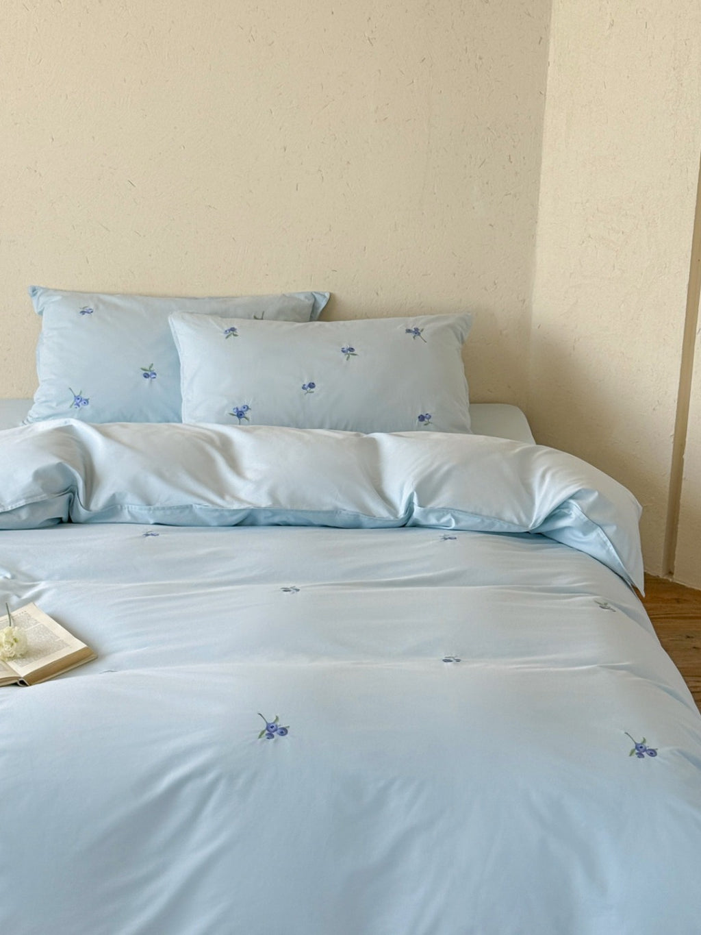 Blueberry Meadow Embroidered Washed Cotton Duvet Cover original reference image 29