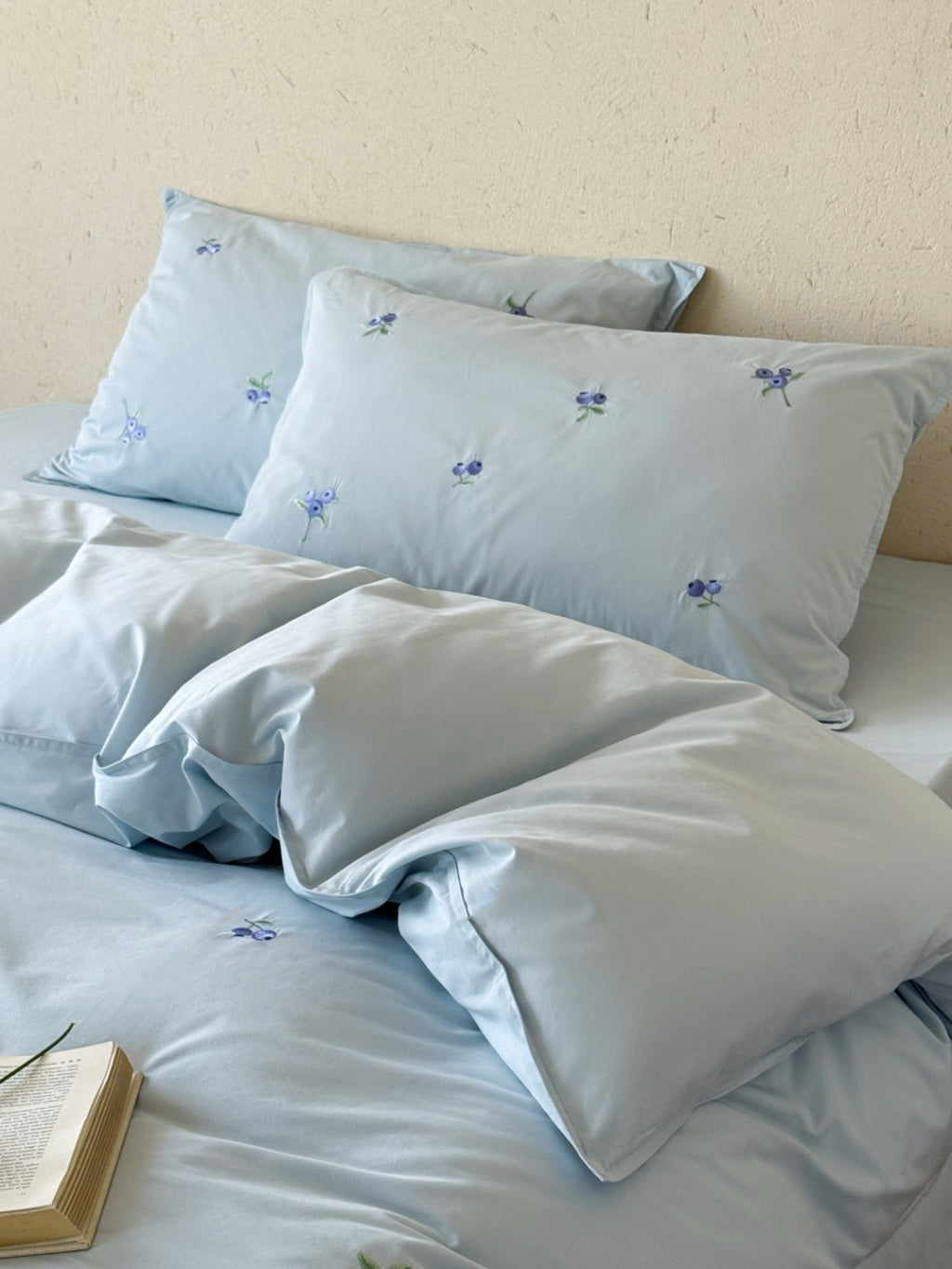 Blueberry Meadow Embroidered Washed Cotton Duvet Cover original reference image 30