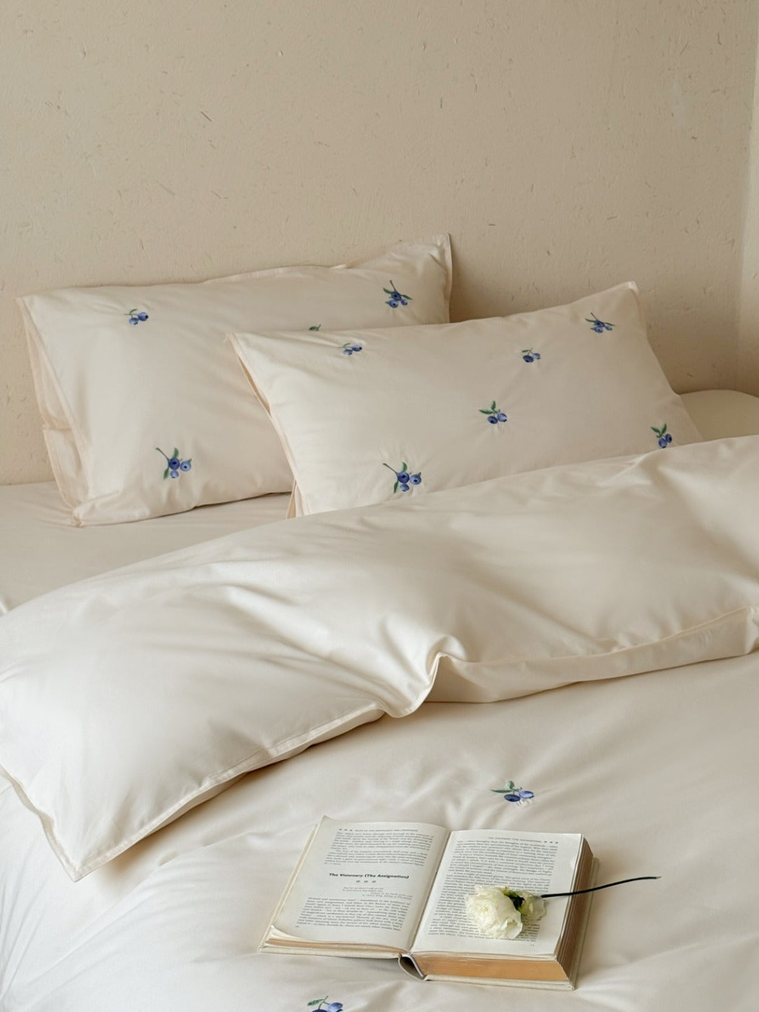 Blueberry Meadow Embroidered Washed Cotton Duvet Cover original reference image 33
