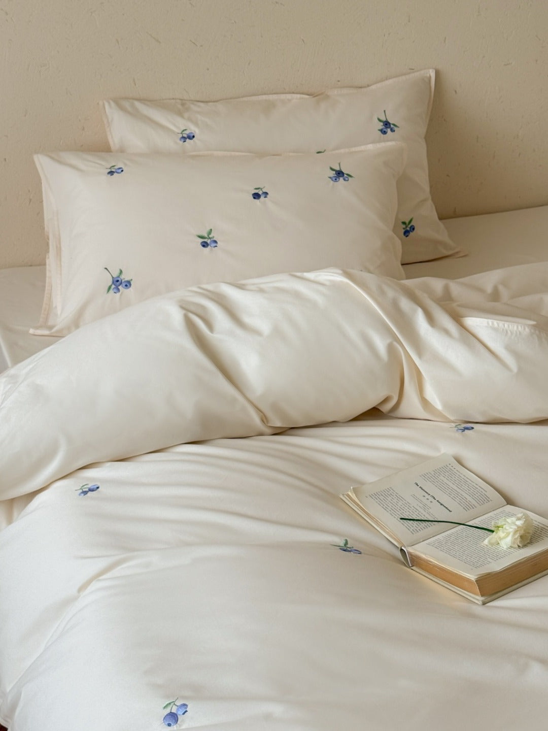 Blueberry Meadow Embroidered Washed Cotton Duvet Cover original reference image 34