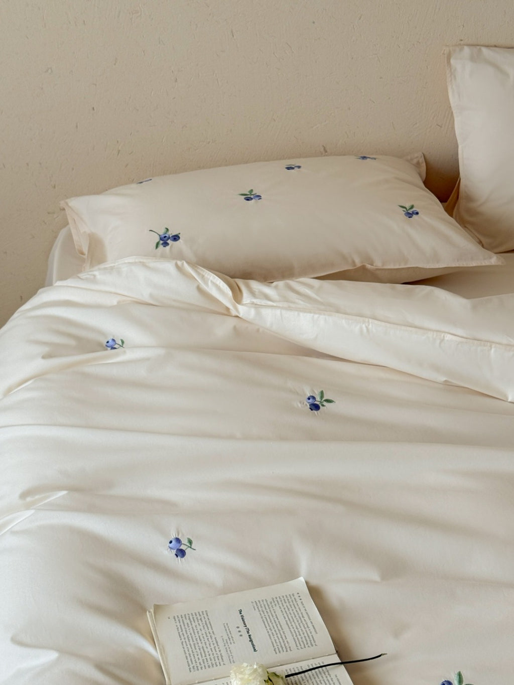 Blueberry Meadow Embroidered Washed Cotton Duvet Cover original reference image 35