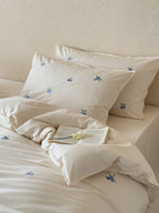 Blueberry Meadow Embroidered Washed Cotton Duvet Cover original reference image 36