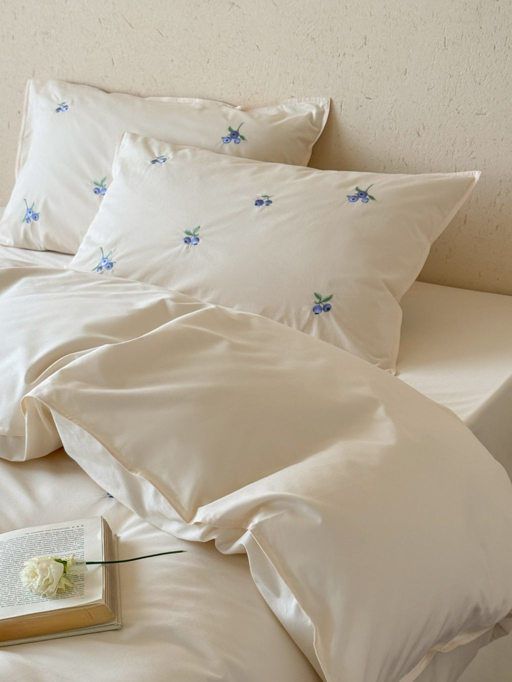 Blueberry Meadow Embroidered Washed Cotton Duvet Cover original reference image 38