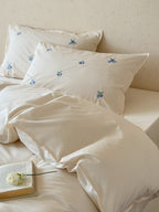 Blueberry Meadow Embroidered Washed Cotton Duvet Cover original reference image 38