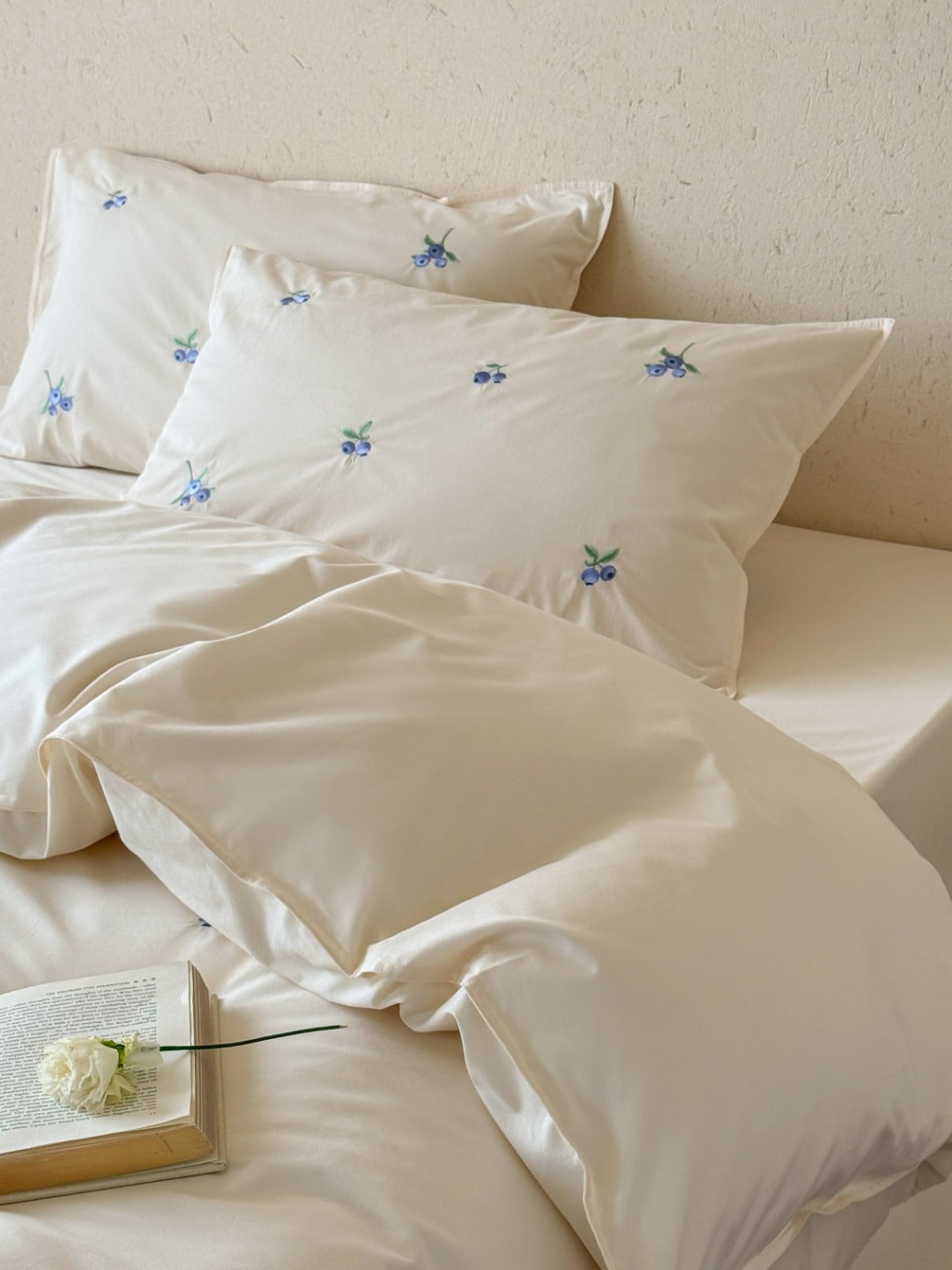 Blueberry Meadow Embroidered Washed Cotton Duvet Cover original reference image 38