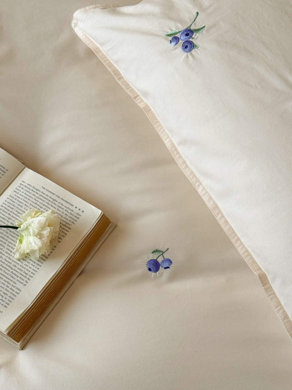 Blueberry Meadow Embroidered Washed Cotton Duvet Cover original reference image 39