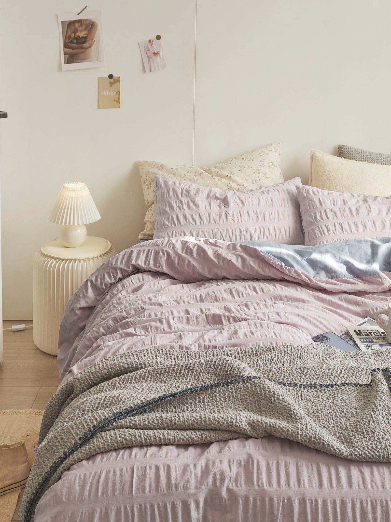 Blush Cloud Cotton Seersucker Duvet Cover original reference image 6