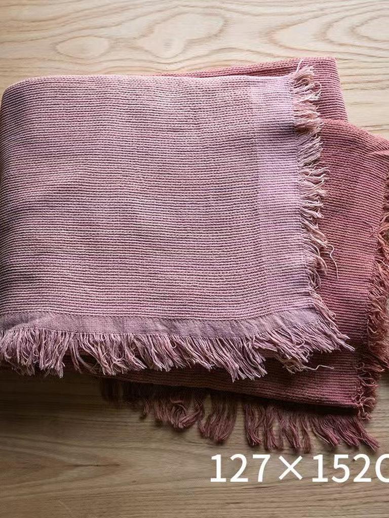 Bohemian Solid Color Cotton Tassel Knit Blanket