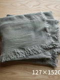 Bohemian Solid Color Cotton Tassel Knit Blanket