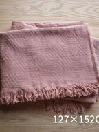 Bohemian Solid Color Cotton Tassel Knit Blanket