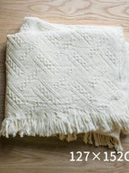 Bohemian Solid Color Cotton Tassel Knit Blanket