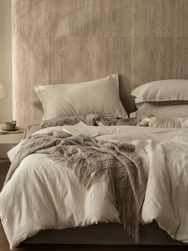 Botanical Relief Cotton Jacquard Duvet Cover Set original reference image 2