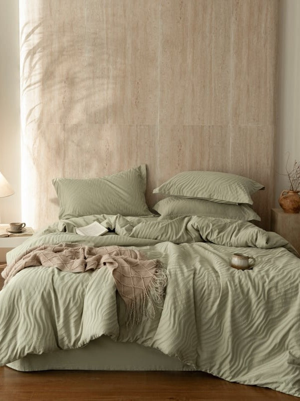 Botanical Relief Cotton Jacquard Duvet Cover Set original reference image 7