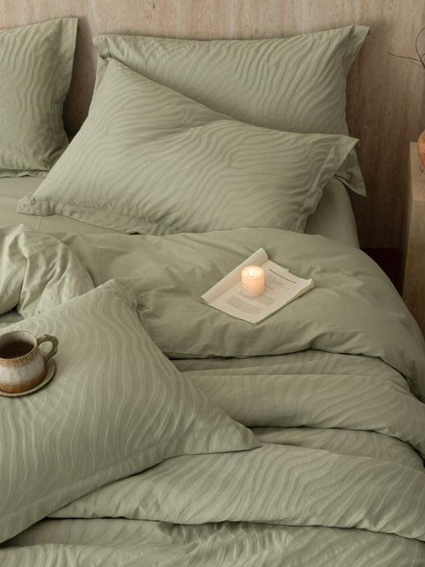 Botanical Relief Cotton Jacquard Duvet Cover Set original reference image 9